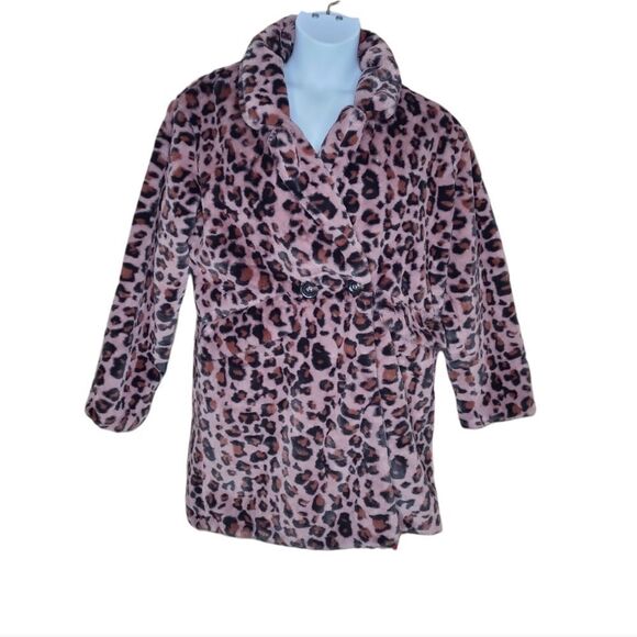 NEW Steve Madden faux fur vegan pink leopard mob wife jacket coat M - Picture 3 of 12